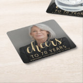 70歳の誕生日パーティーの写真 Cheers スクエアペーパーコースター (アングル)