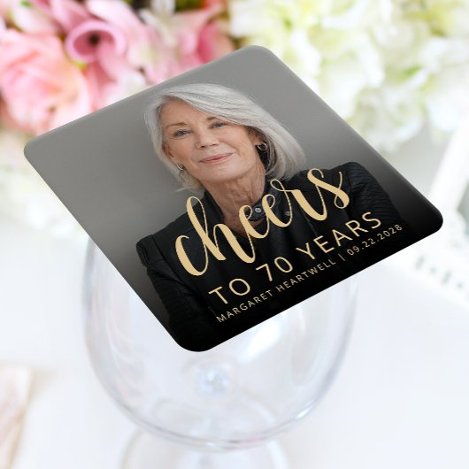 70歳の誕生日パーティーの写真 Cheers スクエアペーパーコースター