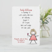 70歳の誕生日パーティーの女の子 ワインと一緒に 招待状 (スタンド正面)