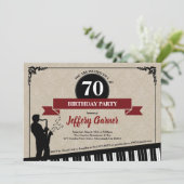70歳の誕生日パーティーの招待ジャズミュージックテーマ 招待状 (スタンド正面)