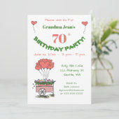 70歳の誕生日パーティーの招待状 - おばあちゃんのハート 招待状 (スタンド正面)