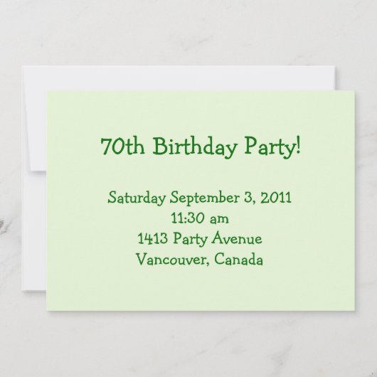 70歳の誕生日パーティーの招待状！ 招待状 (裏面)