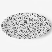 70歳の誕生日パーティーの番号(白黒) ペーパープレート (アングル)