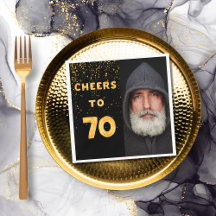 70歳の誕生日パーティーの黒と金の写真