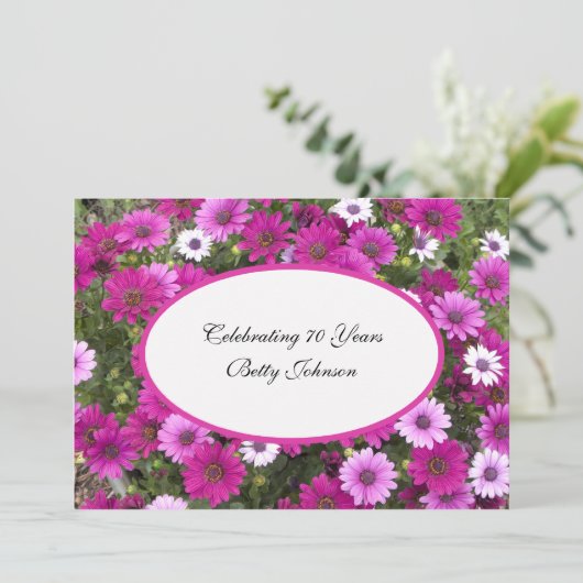 70歳の誕生日パーティーへの招待ゴージャスフローラ 招待状 (スタンド正面)
