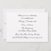 70歳の誕生日パーティーへの招待ゴージャスフローラ 招待状 (裏面)