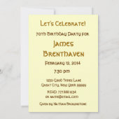 70歳の誕生日パーティーへの招待状キャンドルと贈り物 招待状 (裏面)