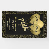 70歳の誕生日パーティーへようこそ-金ゴールド/ブラック 横断幕 (横)