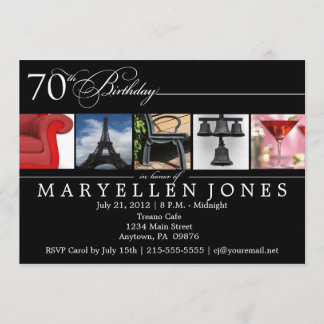 70歳の誕生日パーティーアルファベット写真招待状 招待状