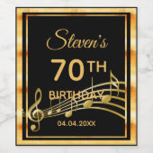 70歳の誕生日パーティーエレガントブラック&金ゴールド音楽 ワインラベル (シングルラベル)