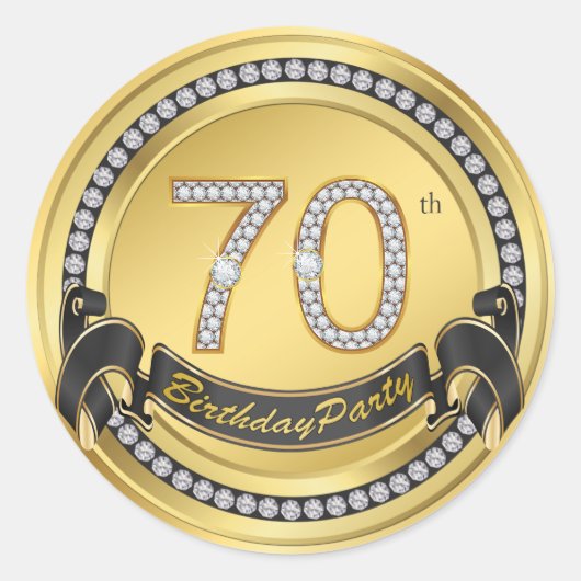 70歳の誕生日パーティーステッカー ラウンドシール (正面)