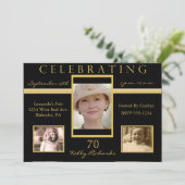 70歳の誕生日パーティートライフォト招待状 招待状 (スタンド正面)
