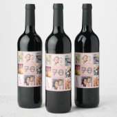 70歳の誕生日パーティーバラ金ゴールド写真コラージュ ワインラベル (ボトル)
