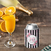 70歳の誕生日パーティーピンク花模様ストライプズグラム 缶クーラー
