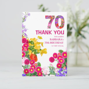 70歳の誕生日パーティーフローラブーケサンキューカード サンキューカード