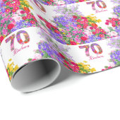 70歳の誕生日パーティーフローラブーケラッピング紙 ラッピングペーパー (ロールコーナー)