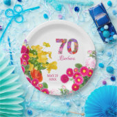 70歳の誕生日パーティーフローラ花束プレート ペーパープレート (パーティー)