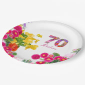 70歳の誕生日パーティーフローラ花束プレート ペーパープレート (アングル)
