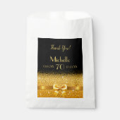 70歳の誕生日パーティーブラック金ゴールドボウエレガント名 フェイバーバッグ (正面)