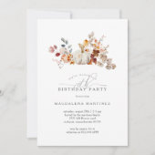 70歳の誕生日パーティーホワイトカボチャ秋花 招待状 (正面)