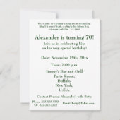 70歳の誕生日パーティーリラックス/引用文 招待状 (裏面)