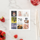 70歳の誕生日パーティー写真コラージュの男たち スタンダードカクテルナプキン (インサイチュ)