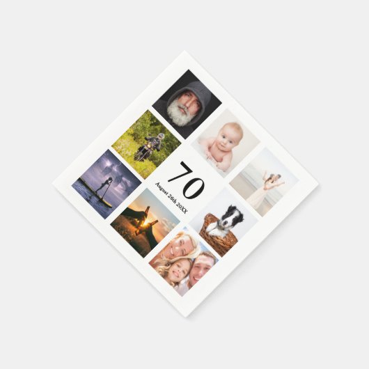 70歳の誕生日パーティー写真コラージュの男たち スタンダードカクテルナプキン (角)