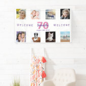 70歳の誕生日パーティー写真コラージュ女性ホワイト 横断幕 (インサイチュ)