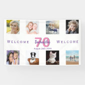 70歳の誕生日パーティー写真コラージュ女性ホワイト 横断幕 (横)