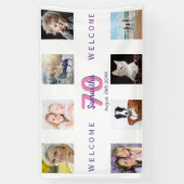 70歳の誕生日パーティー写真コラージュ女性ホワイト 横断幕 (縦)