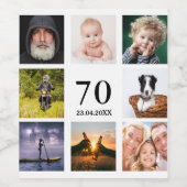 70歳の誕生日パーティー写真コラージュ男の男性 ワインラベル (シングルラベル)