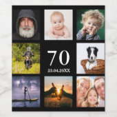 70歳の誕生日パーティー写真コラージュ男ブラック ワインラベル (シングルラベル)