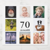 70歳の誕生日パーティー写真コラージュ男 ビールラベル (シングルラベル)