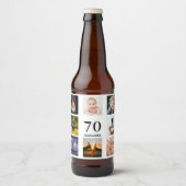 70歳の誕生日パーティー写真コラージュ男 ビールラベル (正面)