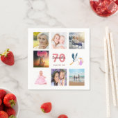 70歳の誕生日パーティー写真コラージュ スタンダードカクテルナプキン (インサイチュ)