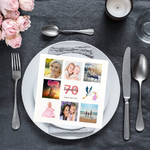 70歳の誕生日パーティー写真コラージュ スタンダードカクテルナプキン