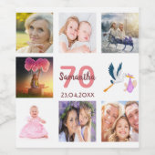 70歳の誕生日パーティー写真コラージュ ワインラベル (シングルラベル)