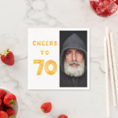 70歳の誕生日パーティー写真金ゴールドバルーン応援 スタンダードカクテルナプキン (インサイチュ)