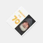 70歳の誕生日パーティー写真金ゴールドバルーン応援 スタンダードカクテルナプキン (角)