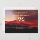 70歳の誕生日パーティー招待状ワールド・オン・ファイア 招待状 (正面)