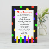 70歳の誕生日パーティー招待状 キャンドルとドット 招待状 (スタンド正面)
