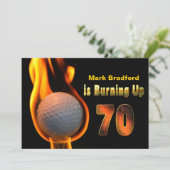 70歳の誕生日パーティー招待状 – ゴルフボールバーニング 招待状 (スタンド正面)