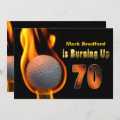 70歳の誕生日パーティー招待状 – ゴルフボールバーニング 招待状 (正面/裏面)
