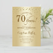 70歳の誕生日パーティー招待状 - ゴールド 招待状 (スタンド正面)