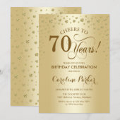 70歳の誕生日パーティー招待状 - ゴールド 招待状 (正面/裏面)