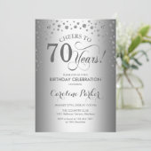 70歳の誕生日パーティー招待状 - シルバー 招待状 (スタンド正面)
