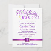 70歳の誕生日パーティー招待状 - モノグラム付き 招待状 (裏面)