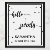 70歳の誕生日パーティー白黒こんにちは70 ワインラベル (シングルラベル)