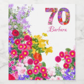 70歳の誕生日パーティー花束ワインラベル ワインラベル (シングルラベル)