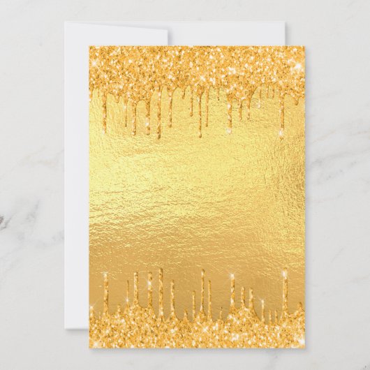 70歳の誕生日パーティー金ゴールドグリッター 招待状 (裏面)